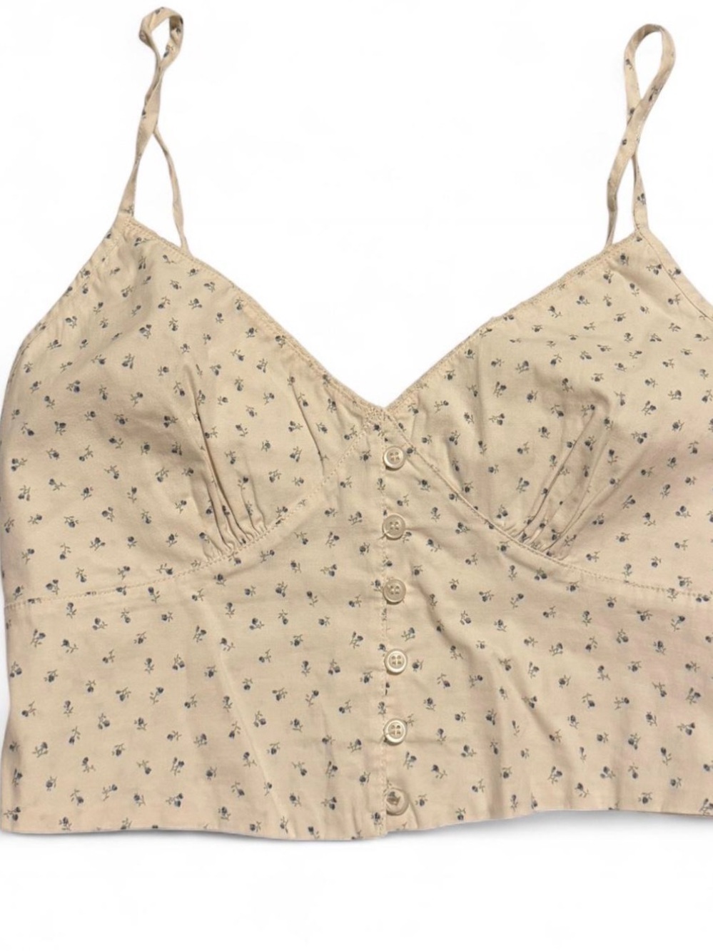 Brandy Melville Beige Floral Crop Top Cami